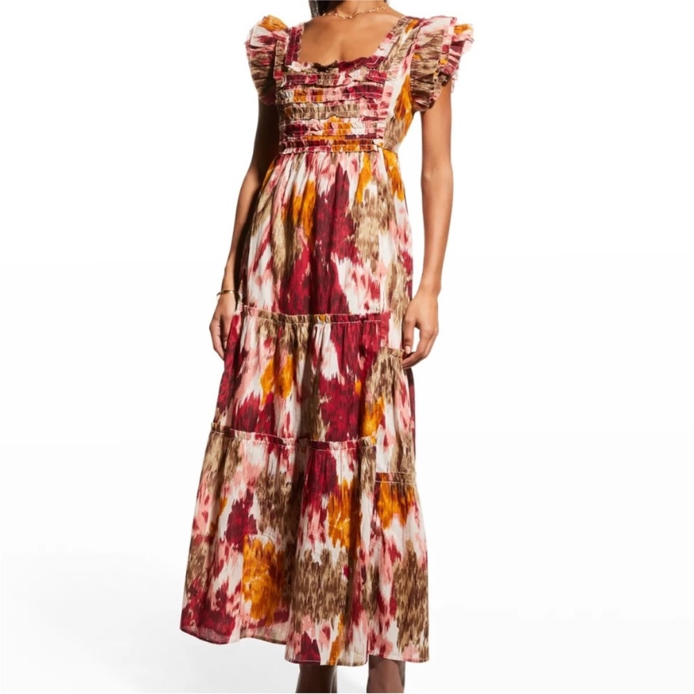 Ruffle-Sleeve Maxi Dress in Multi Floral Print